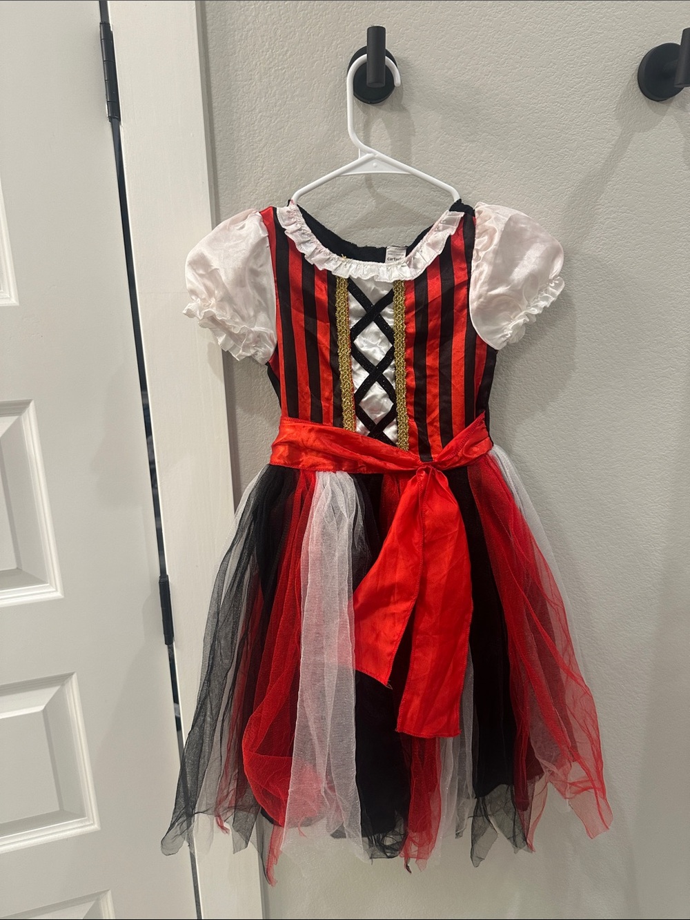 EUC Girls Carter's Brand Red, Black & White Pirate Halloween Costume Dress 6 7